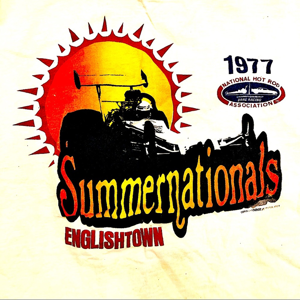 Englishtown National Hot Rod Association 1977 T-shirt True Vintage